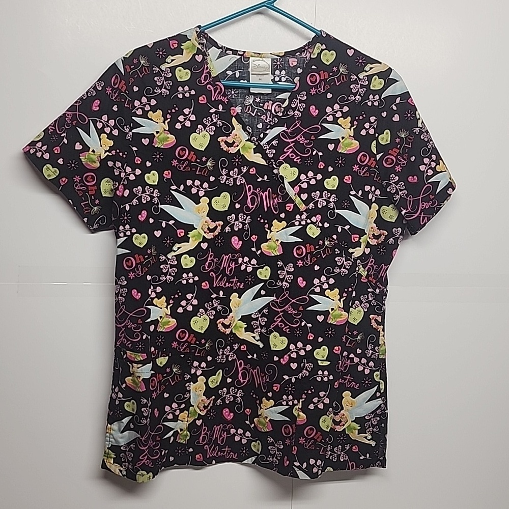 Disney Tinkerbell Valentines sz M scrub top. Simply adorable.  100% cotton. CUTE